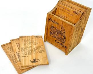 Vintage Wood Burned Cajun Recipes Box Set 