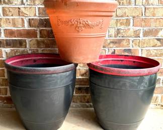 3 Large Resin Flower Pots 