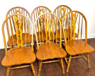 Set of 6 Wood Dining Chairs 