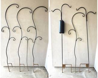 Lot of 6 Wrought Iron Garden Stake Hangers 