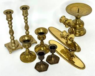 Brass Candlestick Holder Lot 