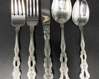 Oneida “Fantasy” Stainless Flatware - 5 Pc Setting for 12 Plus Serving Pieces 