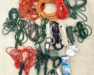 Lot of 20 Extension Cords, Power Strips, and More 