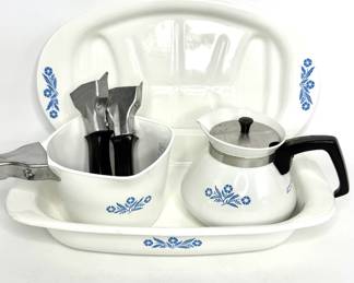 4 Pc Corning Ware Blue Cornflower Set Plus 3 Handles 