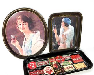 3 Vintage Coca-cola Aluminum Tin Trays 