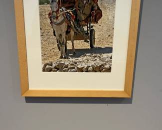 Framed Photograph of a Man with a Horse-Drawn Carriage