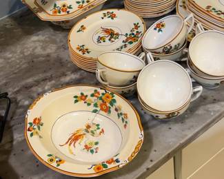 W.H. Grindley & Co. Phoenix Bird Pattern Fine China Dinnerware Set