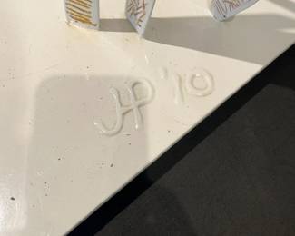 Modernist Abstract Sculpture with Etched Details by Jerome Harris Parmet