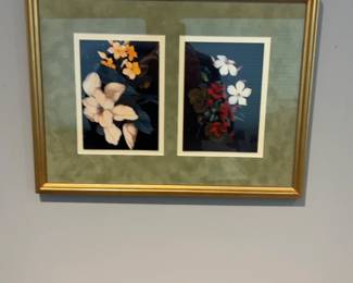 Double Floral Print in Gold Gilt Frame
