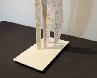 Modernist Abstract Sculpture with Etched Details by Jerome Harris Parmet