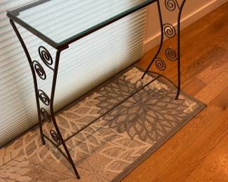 Wrought Iron Scrollwork Table with Glass Top 32 x 12 x 31