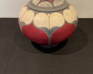 Andy Smith Lidded Raku Pottery Vessel