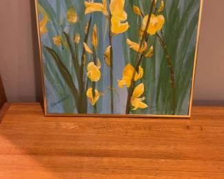 Lisa Bennett Floral Oil Painting in Gold Frame