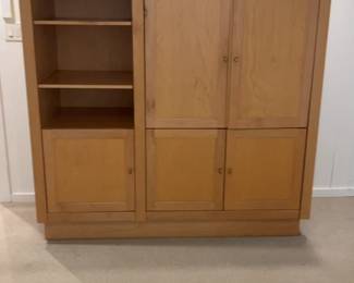 Large Wooden Storage Cabinet with Open Shelving 68 x 26 x 78