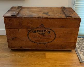 Vintage Wood's Teas & Coffee Wooden Storage Crate 32 x 16 x 18