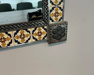Mexican Talavera Style Tile and Tin Wall Mirror