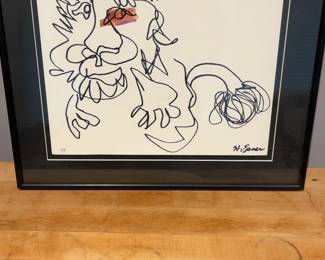 Hilda Epner Abstract Line Drawing of a Lion by H. Eisner