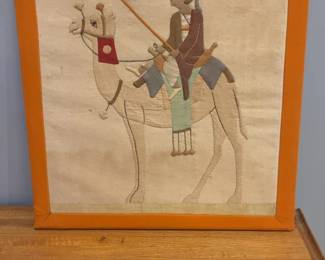 Vintage Egyptian Handmade Khayamiya with Camel Camel and Rider