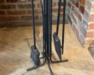 Wrought Iron Fireplace Tool Set with Stand