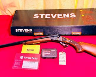 Stevens / Savage Arms 612 Gold Wing side-by-side 20 gauge shotgun with box and chokes