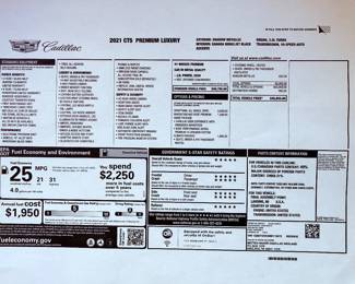 Window Sticker 2021 Cadillac CT5 Luxury