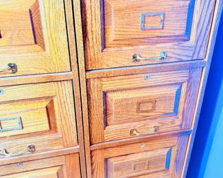 Solid oak locking file cabinets (2)