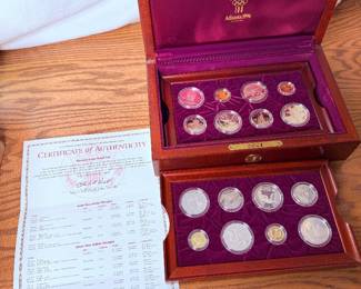 96-97 Olympic gold, silver and clad coin set with coa and box