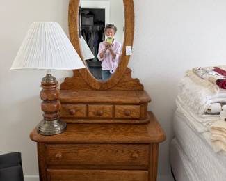 Oak dresser with mirror $275