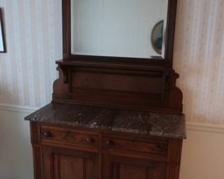 Vintage marble top side board 43"w x 17" deep x 88" (6) 495.00