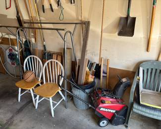 Kitchen Chairs, Metal Clothes Rack, Scrap Wood, Metal Garbage Can