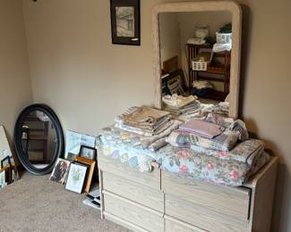 Dresser with Mirror, Quilt Sets, Picture Frames