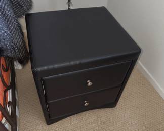 Faux leather nightstands (pair).