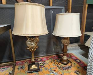 Ornate brass and mercury glass lamp. Antique gold accented table lamp.