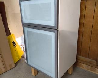 Frosted glass 2-drawer cabinet.