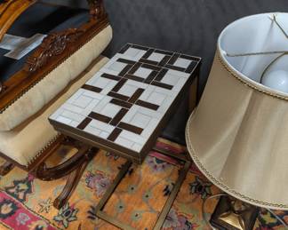 Tile top mosaic c-style side table.