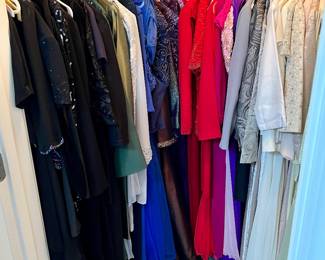 Closet full of women's formal dresses sz. 10-16