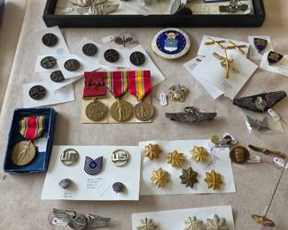 Sampling of military items including civil war, WWI & WWII