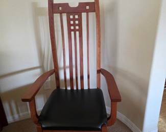 Closer look at an armchair from the dining room set.