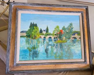 Original painting by French artist, Florence Arven,  of aquaducts