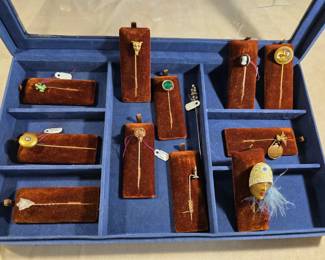 Antique stick pins including France flapper stick pin