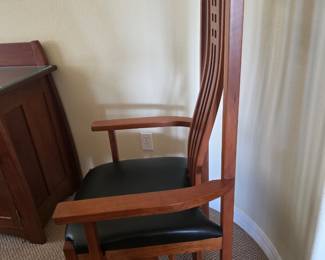 Side view of dining room chair.