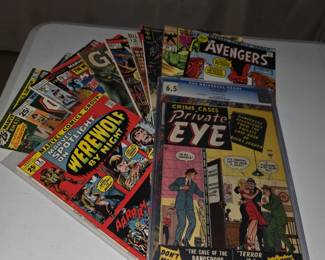Vintage comic books including a 6.5 graded book "Private Eye"