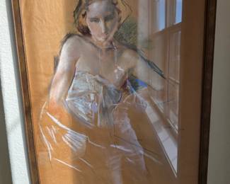 1922 pastel on brown paper. Signed by artist (1 of 2 drawings).