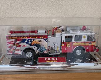 Fire truck encased in lucite box