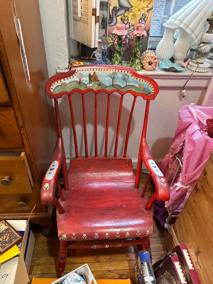 Antique hand painted rocking chair 
