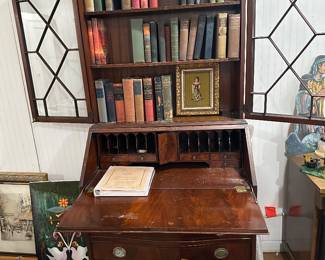 Antique secretary book shelf 