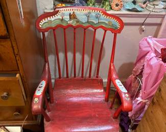 Antique hand painted rocking chair 