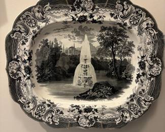 Enoch Wood 'Fountain' Brown Transferware Platter