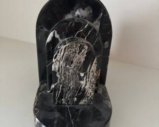 Art Deco Black and Gold Marble Bookends