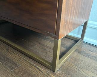 Mid-Century Modern Walnut Dresser with Brass Frame